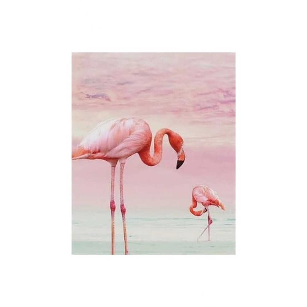 Flamingo Bathroom Unframed Canvas Wall Art  16" X 20"